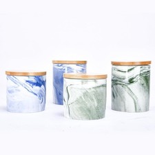 Regal Trunk & Co. Keramik Kanister mit Bambusdeckel 4er Set - Tee Kaffee, Zucker