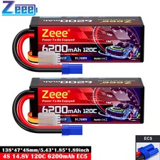 2x Zeee 14.8V 4S Lipo Akku 120C 6200mAh EC5 Hardcase für RC Auto Boot Flugzeug