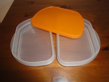 Tupperware halbes Frische Kabinett Cool n fresh Aufschnitt Box 2 x 300 ml orange