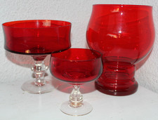 3x Glas Schalen mit Fuß Vase