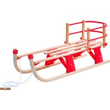 Schlitten Davos mit Lehne klappbar aus Holz Holzschlitten Klappschlitten Rodel