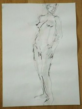 Zeichnung A3 Akt Grafik Kreide