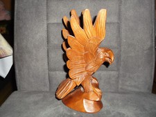 Große Holzfigur Handgeschnitzt  Adler  braun 21 cm hoch 12 cm breit 10 cm tief
