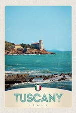 Holzschild 18x12 cm Toskana Italien Meer Strand Haus Bildmotiv Reisemotiv Abente