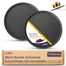 Schwarzes Rundtablett - 28cm