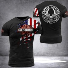 Harley Davidson Motorrad Motor Motorrad Motiv Streetwear T-Shirt Sports Kurzarm-