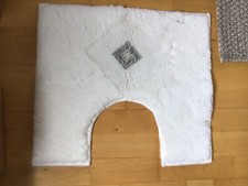 Badematte WC Vorleger Bad Teppich Grund weiss Swarovski Elements neu