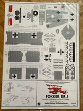 FOKKER DR.I  Jade-Verlag Wilhelmshaven 1:50 Modellbaubogen Ausschneidebogen