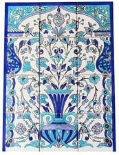 Blau weiße Fliesen handbemalte Fliesen art deco Fliesenbild Mosaikfliesen 45x60