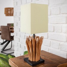 Design Tischleuchte EUPHORIA 45cm beige Treibholz Handarbeit Nachttischlampe