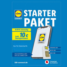 LIDL Connect Starterpaket inkl. 10 Euro Startguthaben NEU/OVP UVP 9,99 €