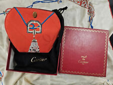 Les Must de Cartier Red Silk Jewel Halskette Design Gold Chain Clutch Bag