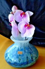 Friedrich Kristall Überfang hellblau chanchierend Bubble Blasendekor Vase  70er