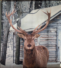 Wandbehang Deko Hirsch Winter Stoff XXL Neu!!