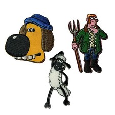 3x Shaun das Schaf Bügelbild Cartoon Patches Applikation Bügelflicken Aufnäher