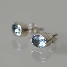 Silber-Ohrstecker - Blautopas