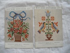 Ricami Diversi Stickmuster Nr 2 + 8 Stickideen 50er / 60er Kinder Blumen Tiere