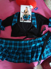 Schulmädchen Rollenspiel 3-teiliges Set Top, Rock u. Haarreif Gr. S/M m. Etikett