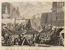 Kupferstich Französische Revolution 1789 Hafen St Paul Militaria Überfall 19. Jh