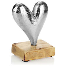 Premium Deko-Aufsteller Herz - Metall-Herz auf Sockel aus Mongoholz