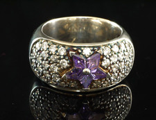 Thomas Sabo Ring mit weißen und lila Zirkonia Stern  Gr 56  925 Sterling Silber