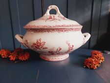 Sarreguemines Fontanges Suppenterrine Rot -  Antikes Geschirr aus Frankreich 