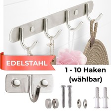 Hakenleiste Edelstahl Garderobenleiste Wandgarderobe 1/4/6/8/10 Wandhaken Silber