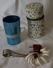 50er Jahre Reise Tauchsieder Wasserkocher Original mit Metallbecher und Etui (P)