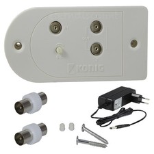 Antennenverstärker DVB-C -T2 Kabel TV 2 Geräte Verstärker Verteiler HD 4K 25dB