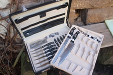 16 tlg Set Messerset Steakbesteck Hackbeil im Lederkoffer Rosenbaum