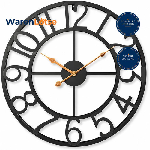 Wanduhr groß 50cm - wanduhr, schwarz