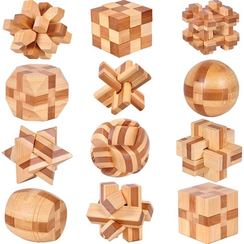 Holz knobelspiele 12er set - knobelspiele,
