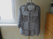 Chiffon-Bluse Vokuhila schwarz-weiß Gr. 40  NEU