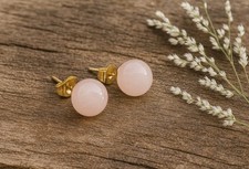Rosenquarz Ohrstecker Perlen