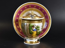 Biedermeier Empire Porzellan Tasse Betende Frau Genreszene handgemalt 19 Jh.