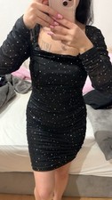 Glitzer Abend Kleid Schwarz