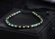 ✅ Edelstein Armband Jaspis Grün Natur Stein Gold Perlen Boho Unisex Verstellbar✅