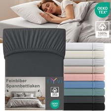 Feinbiber Spannbettlaken Deluxe bis 25 cm Steghöhe Spannbetttuch 100% Baumwolle