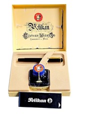 Pelikan Füller M481 Schwarz Füller mit Blau Tinte Vintage Geschenkset c 1983-85
