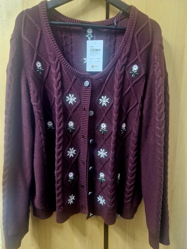 Jacke strickjacke weinrot - strickjacke,