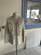 Bolero Jäckchen Mit Shirt, Handarbeit, Creme, Gr. 38