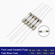Fuß Blei Keramik Sicherung Schnellblassicherung F6,3 8 10 12 15 20 25 30A 5x20mm