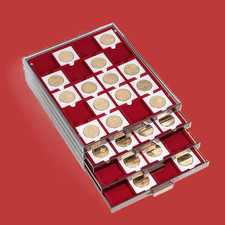 Leuchtturm Münzboxen MB mit 20 eckigen Facheinteilungen 50 x 50 Rauchfarben NEU