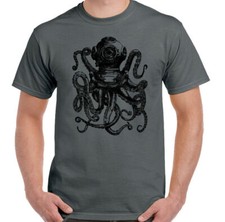 Scuba Tauchen T-Shirt Herren Octopus Deep Sea Diver Maske Flossen Tank Set Top