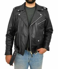 Herren Echt Lammleder Motorrad Biker Jacke Designer Gürtel Mantel - Mehrfarbig