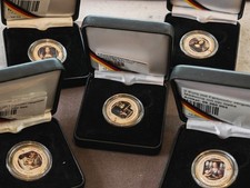 Set aus 5 vergoldeten 2-Euro-Münzen – Leonardo da Vinci Serie