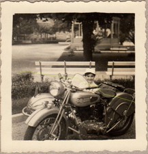 2 x Foto Frau im Seitenwagen Motorrad NSU 501 TS , orig., Steib OSL Konsul Max