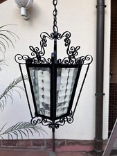 Schmiedeeiserne Hängelampe, Teil eines Ensembles, Desinger unbekannt, Schwarz