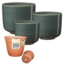 MePla - Set - Übertopf Bari + Kunststoffpflanztopf