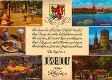 NW051-Ansichtskarte Düsseldorf Rhein Schloßturm Rosenmontagszug Westfalen